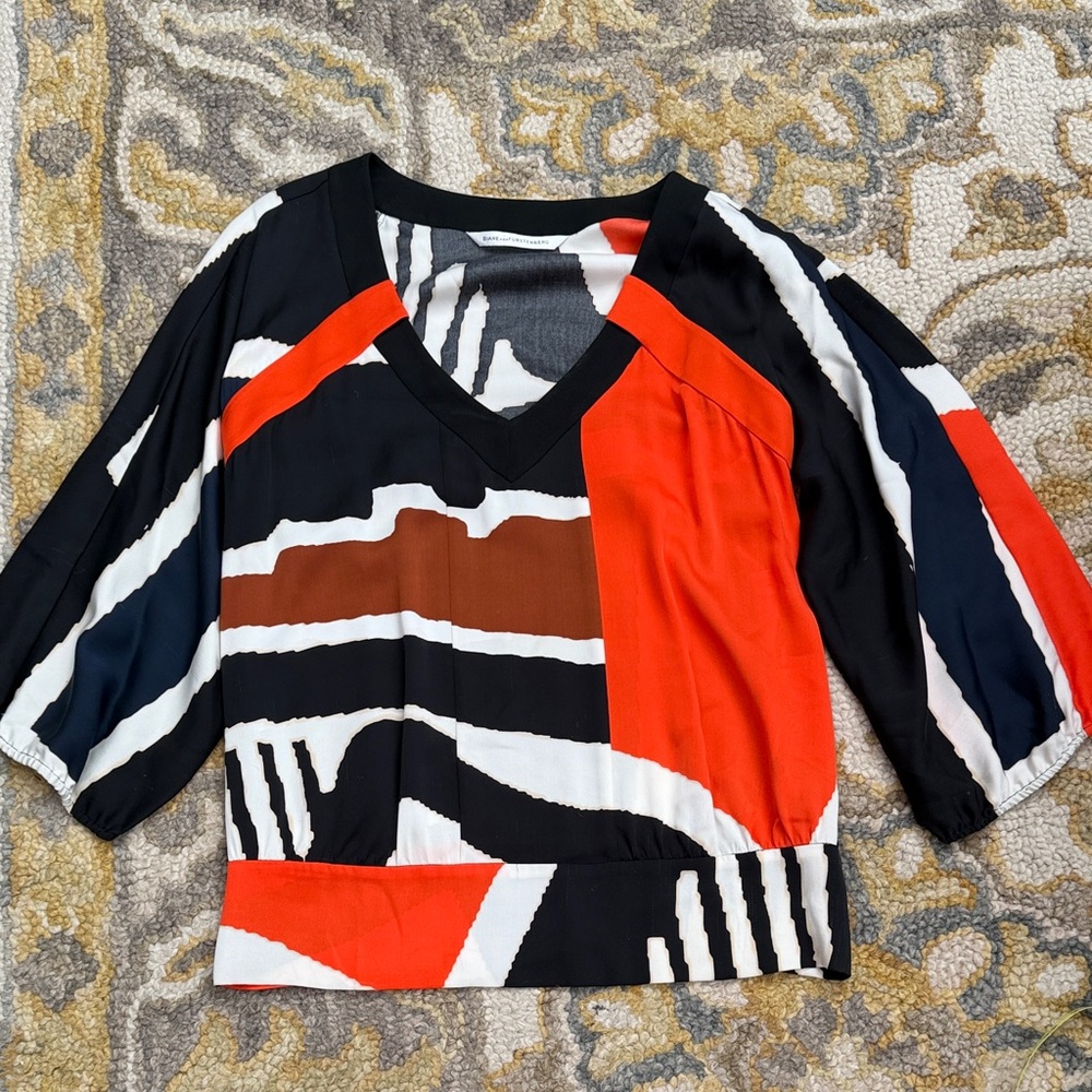 Diane Von Furstenberg Multicolor Abstract Blouse